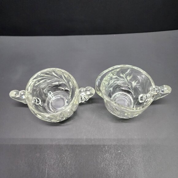 Vintage Indiana Clear Glass Willow Pattern Creamer and Sugar Bowl SET - Picture 4 of 13